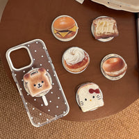 Cute Bread Toast MagSafe Compatible Retractable Phone Stand Portable Desktop Holder