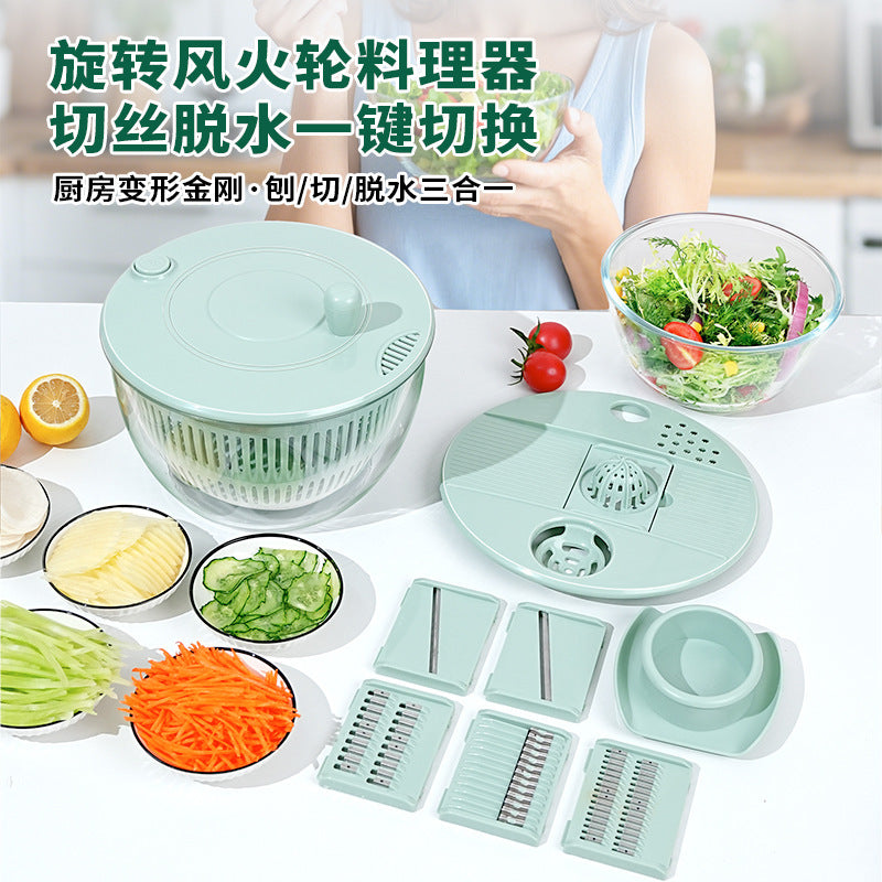 Multi-functional Vegetable Chopper Manual Rotary Drain Basket Fruit Vegetable Spinner Salad Dehydrator