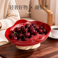 Decorative Wavy Edge Fruit Bowl with Drain Base for Snacks and Nuts, Housewarming Gift, New Year Candy Dish