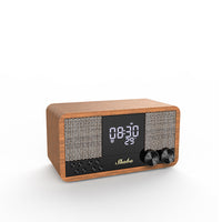 Retro Bluetooth Speaker Wooden Home FM Radio Clock Alarm Subwoofer Audio System