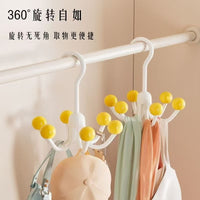 6-Claw Rotating Hanger for Wardrobe and Dormitory Organization - No-Drill Installation