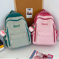 High-Capacity Backpack for Girls, Junior and Senior High School Students, Simple Casual Bookbag, Lightweight Travel Contrast Color Backpack