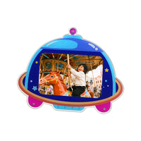 Cartoon Spaceship Double-Layer Acrylic Photo Frame for Kids, DIY Commemorative Display