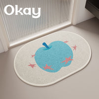 Faux Linen Woven Absorbent Bath Mat Non-Slip Thickened Bathroom Floor Mat