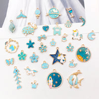 Cute Unicorn Sheep Starfish Enamel Alloy Charms for DIY Keychain Pendants