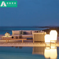 Premium Outdoor Teak Wicker Sofa Set for Patio Garden Villa, Weatherproof & Sun-Resistant