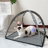 Pet Tent Bed for Cats and Small Dogs, All-Season Linen-Look Sleeping Mat