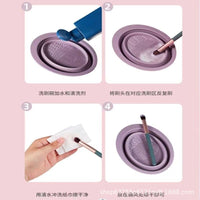 Silicone Makeup Brush Cleaning Bowl Set with Drying Rack and Cleanser