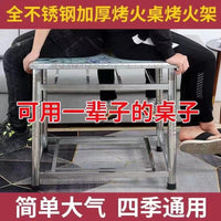 Foldable Stainless Steel Square Dining Table with Integrated Heating for Winter