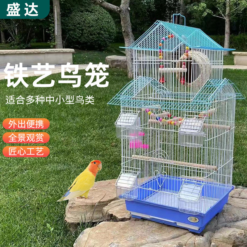 Elevated Villa Bird Cage Breeding Cage Wholesale Myna Parrot Cage New Foldable Pet Cage Cross-border