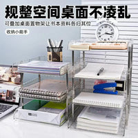 Multi-layer Clear Desktop Book Organizer Shelf for Office and Study