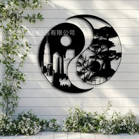 Yin Yang Art Metal Wall Decor Silhouette for Home Office
