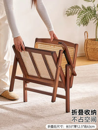 Foldable Rattan Leisure Chair for Balcony, Outdoor Camping, Beach, and Fishing