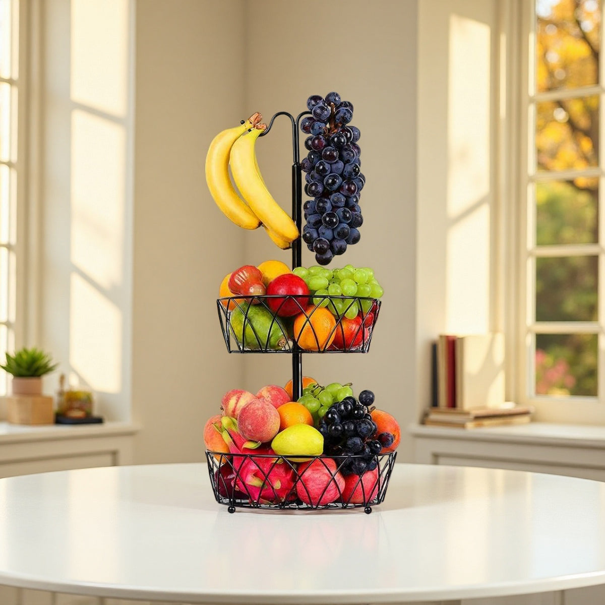 Nordic Iron Art Detachable Double-Layer Fruit Basket for Kitchen and Dining