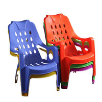 Foldable Reclining Beach Chair with Armrests and Headrest, Heavy-Duty Plastic Lounge Chair for Outdoor Relaxation
