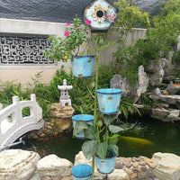 Vintage Iron Art Garden Birdhouse Planter Stand Outdoor Indoor Decor