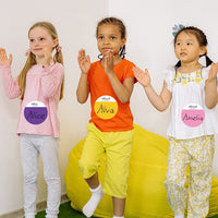Large Round Colorful Name Tag Stickers for School Events and Clothing