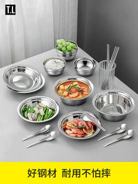 Thickened 304 Stainless Steel Dinnerware Set for Home & Outdoor Camping - Portable Cookware, Bowls, Chopsticks, Plates, Food-Grade Soup Basin