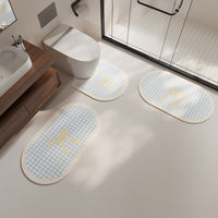Plaid Absorbent Non-Slip Diatomaceous Earth Bathroom Mat Set