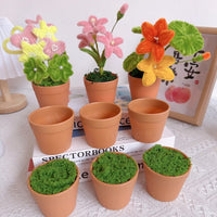 Miniature DIY Crochet Plant Pot with Artificial Grass for Car & Home Decor