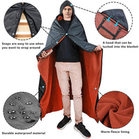 Wearable Waterproof Outdoor Camping Blanket with Hood - Portable Windproof Picnic Mat & Shawl