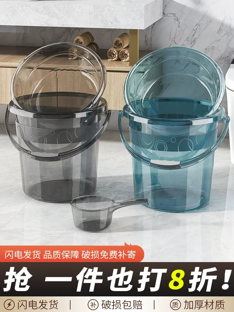 Transparent Thickened Plastic Bucket with Handle for Home, Dorm, Laundry, and Bath
