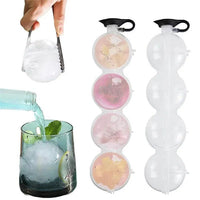 Silicone Round Ice Ball Mold for Whiskey and Cocktails, 4-Cavity Ice Cube Tray