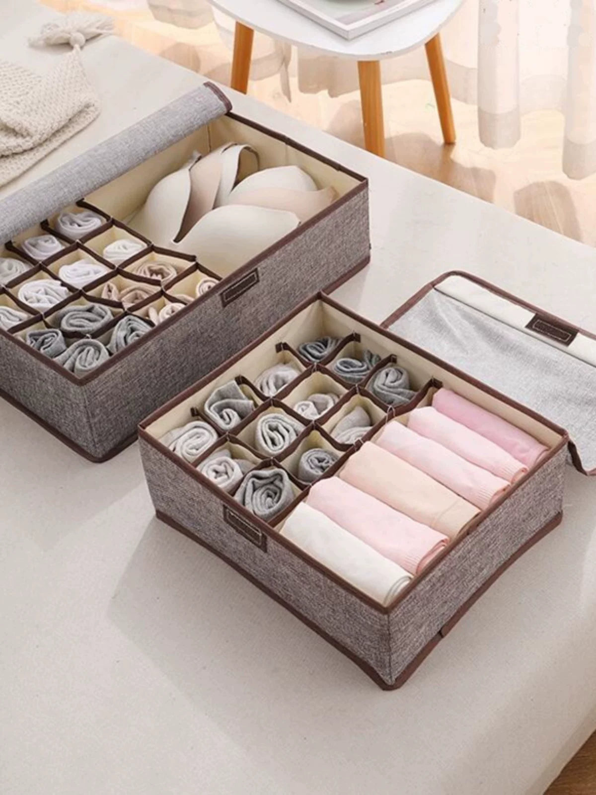 Underwear Drawer Organizer with Dividers for Socks Bras Briefs