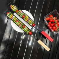 BBQ Hot Dog & Sausage Grilling Basket with Wooden Handle, Non-stick Coating