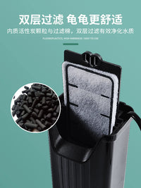 Low Water Level Turtle Tank Filter with Waterfall, Silent Drip Box, and Feces Suction for Small Fish Tanks