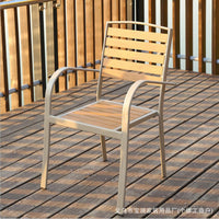 Outdoor Wood-Plastic Composite Dining Set for Patio Garden - Weatherproof & Sun-Resistant