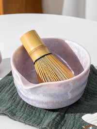 Kakyo Japanese Crystal Glaze Matcha Tea Set with Bowl and Whisk Stand