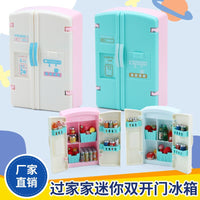 Miniature Double-Door Refrigerator Dollhouse Furniture Toy