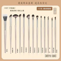 15-Piece Gilded Eye Brush Set with Soft Bristles and Portable Bag for Beginners