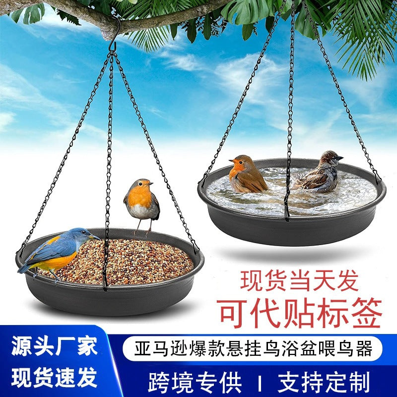 Creative Hanging Bird Bath Feeder for Outdoor Garden Decoration