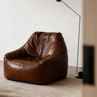 Vintage Lazy Sofa Tatami Single Recliner with Backrest for Balcony Bedroom