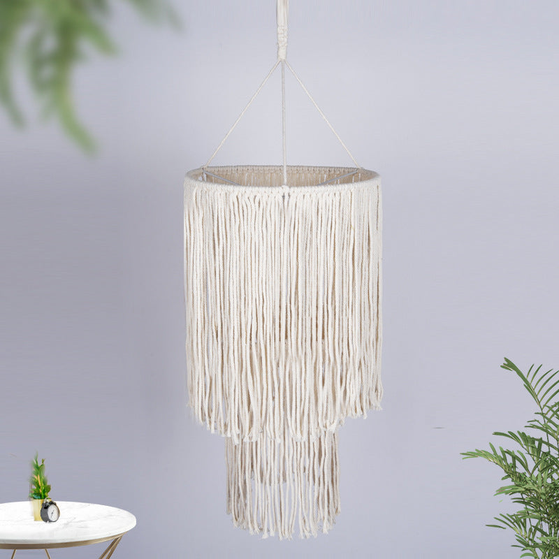 Bohemian Macrame Woven Cotton Rope Lampshade for Pendant Light, Restaurant Bar, Hotel Decor