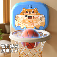 Kids Indoor Basketball Hoop Set with Scoring Function, Foldable Storage, and Ring Toss Game for Boys and Girls