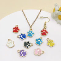 Cartoon Paw Print Enamel Charms for DIY Pet Tags and Jewelry
