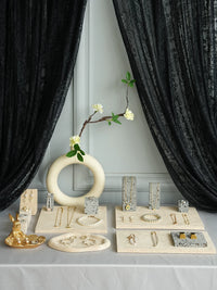 Jewelry Display Tray Velvet Fabric Stone Props for Retail Store and Photography