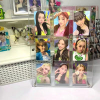 Acrylic 9-Grid Photo Frame Display Stand for 3-inch Instax Mini Photos and K-Pop Photocards