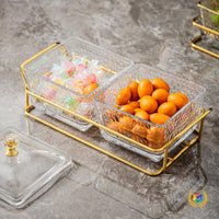 Nordic Style Acrylic Divided Serving Tray with Stand and Lid for Snacks and Appetizers