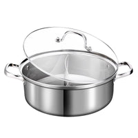 304 Stainless Steel Hot Pot with Divider, Induction Cooker Compatible, for Home and Outdoor Use