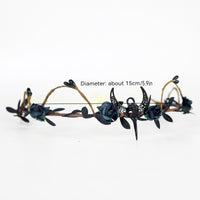 Gothic Halloween Crow Moon Headband with Forehead Pendant for Lolita Cosplay