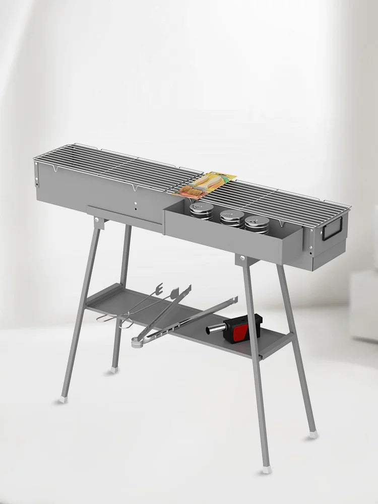 Charcoal BBQ Grill for Outdoor and Home Use, Thickened Portable Barbecue Rack Set