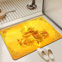 Diatomaceous Earth Absorbent Bath Mat with Lotus Pattern for Bathroom Entrance