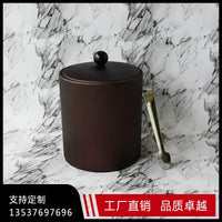 Leatherette Double-Wall Insulated Ice Bucket with Lid for Bar & Wine