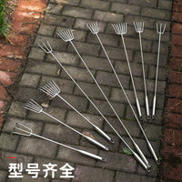 Extended Stainless Steel Garden Rake, Multi-Tooth Leaf Rake for Yard, Weeding, Loosening Soil, Clamming Tool