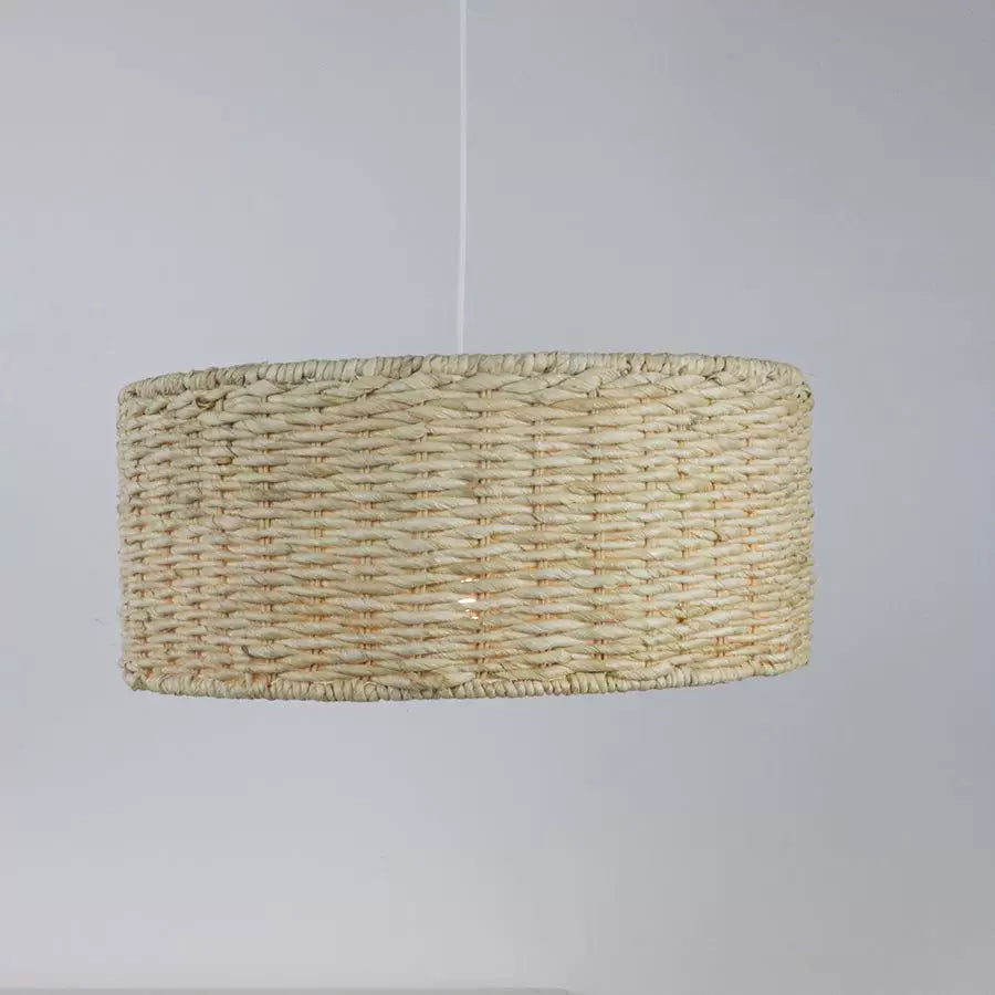 Zen Style Woven Rattan & Paper Rope Pendant Light for Bedroom Balcony Dining Room