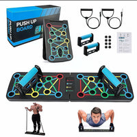 Push-Up Board Training System with Resistance Bands for Home Gym Full Body Workout